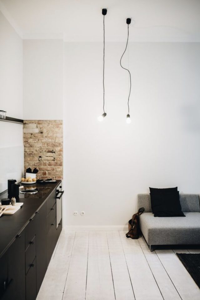 decor interieur minimaliste inspiration salon ouvert cuisine linéaire ambiance épurée