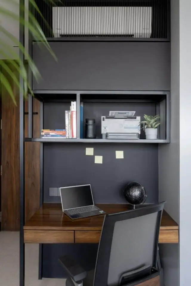 appartement chambre ado 125m2 decoration espace bureau sur-mesure peinture gris anthracite meuble bois et métal chic 