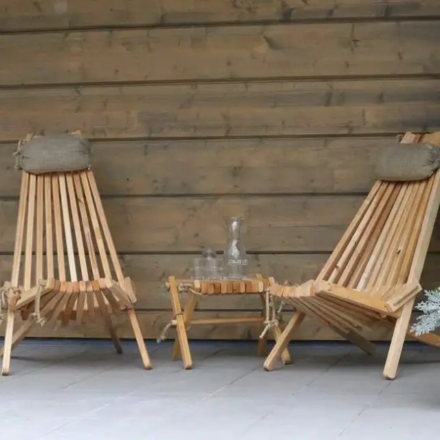 jardin confort fauteuil moderne Chilienne en bois ecochair avec coussin (lot de 2) bois d'aulne