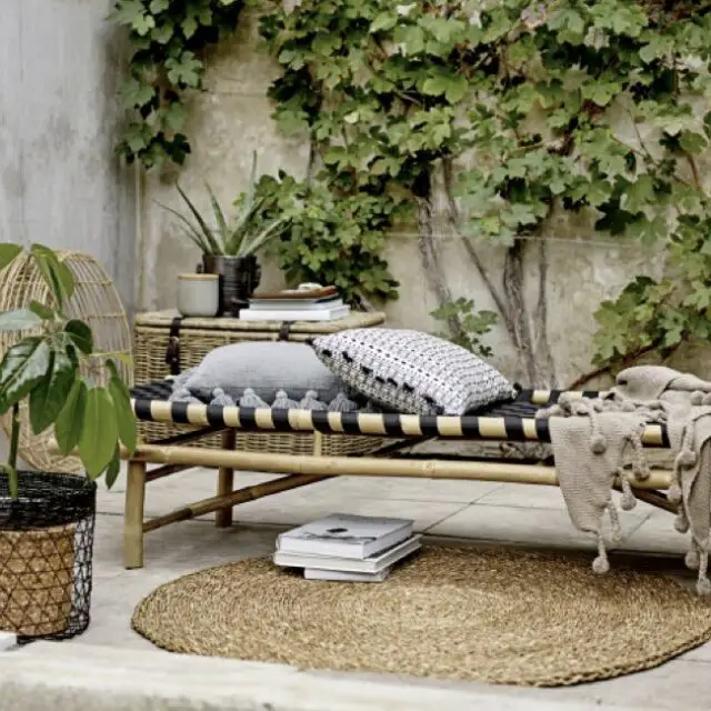 jardin confortable fauteuil mobilier Méridienne en bambou design moderne 