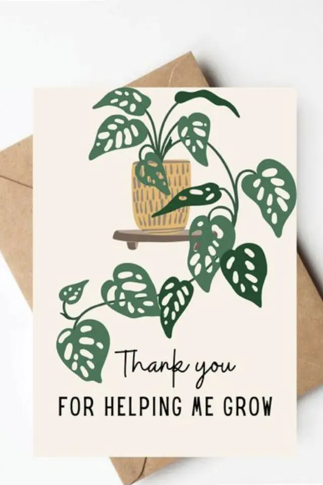 message fete des meres en anglais thank you for helping me grow illustration plante verte idée originale 