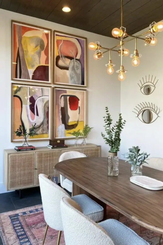 meuble rangement salle a manger moderne en bois cannage enfilade tendance pièce de vie élégante et chic 