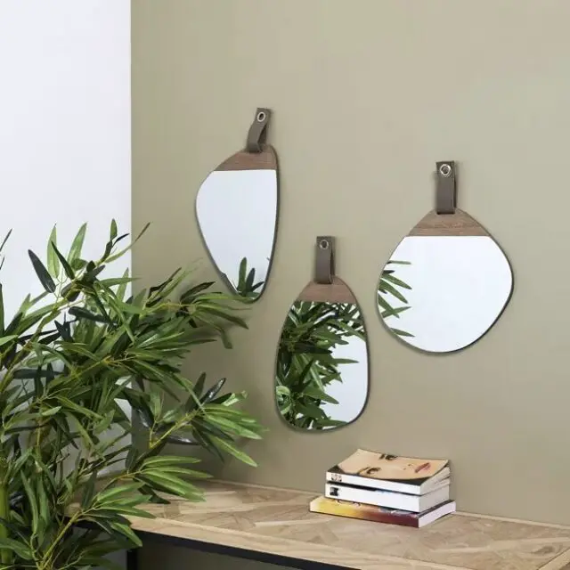 Miroir galet bois 20x30cm déco murale petit budget
