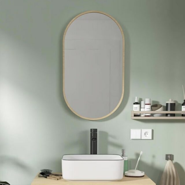 Miroir ovale 40 x 70 cm Chêne