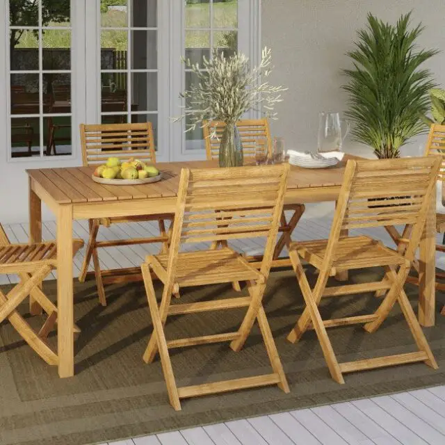 ou acheter beau salon de jardin en bois Ensemble de jardin 1 table et 6 chaises en bois d'eucalyptus