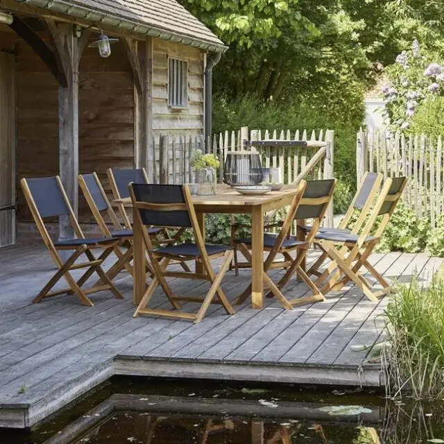 table chaise salon de jardin bois Salon de jardin en acacia massif FSC extensible 8/10 places