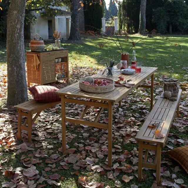 table chaise salon de jardin bois Set de salon de jardin acacia avec banc