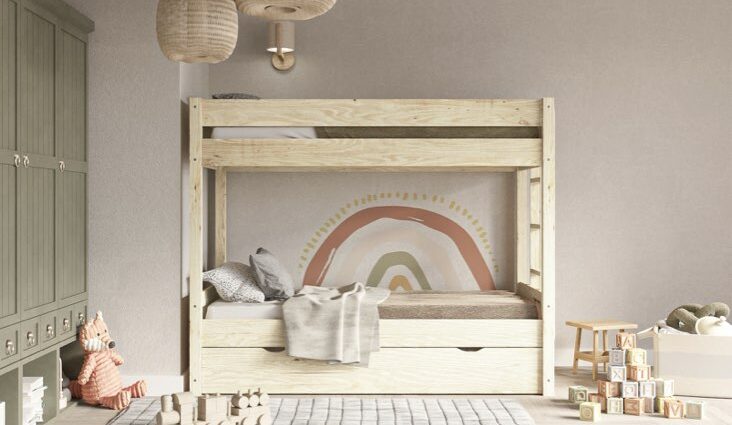 aménagement chambre 2 enfants petit espace solutions pratiques gain de place lit superposé avec tiroir