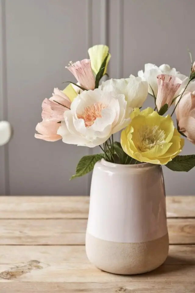 bricolage facile fleur papier crepon bouquet moderne couleur pastel intemporel loisirs créatif 