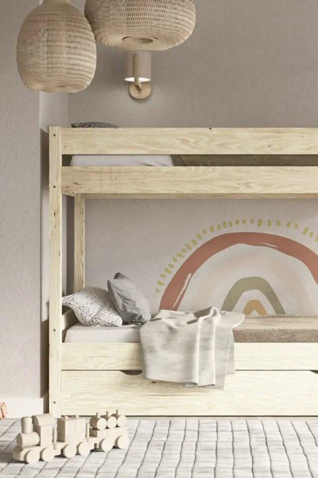 chambre enfant double gain de place lits superposés en bois pratique moderne et intemporel 