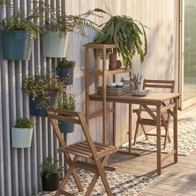 mobilier exterieur la redoute jardin balcon aménagement gain de place set table pliante et chaises en bois pratique 