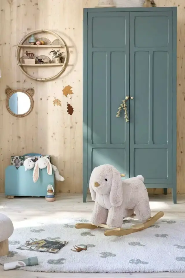 Dressing 2 portes battantes vert foncé chambre enfant 