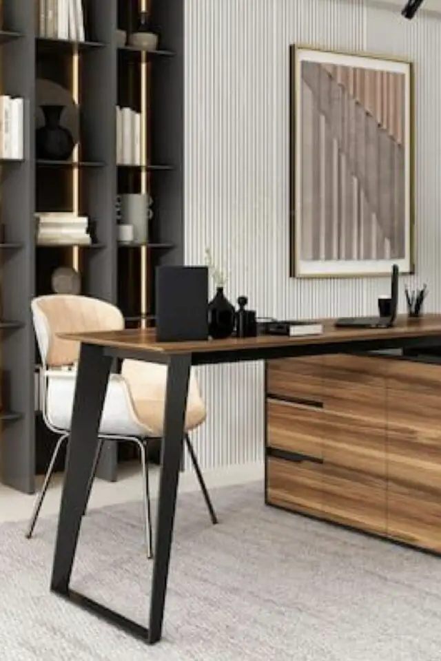 bien choisir couleur bureau mobilier élégant bois et noir mate recevoir client chez soi