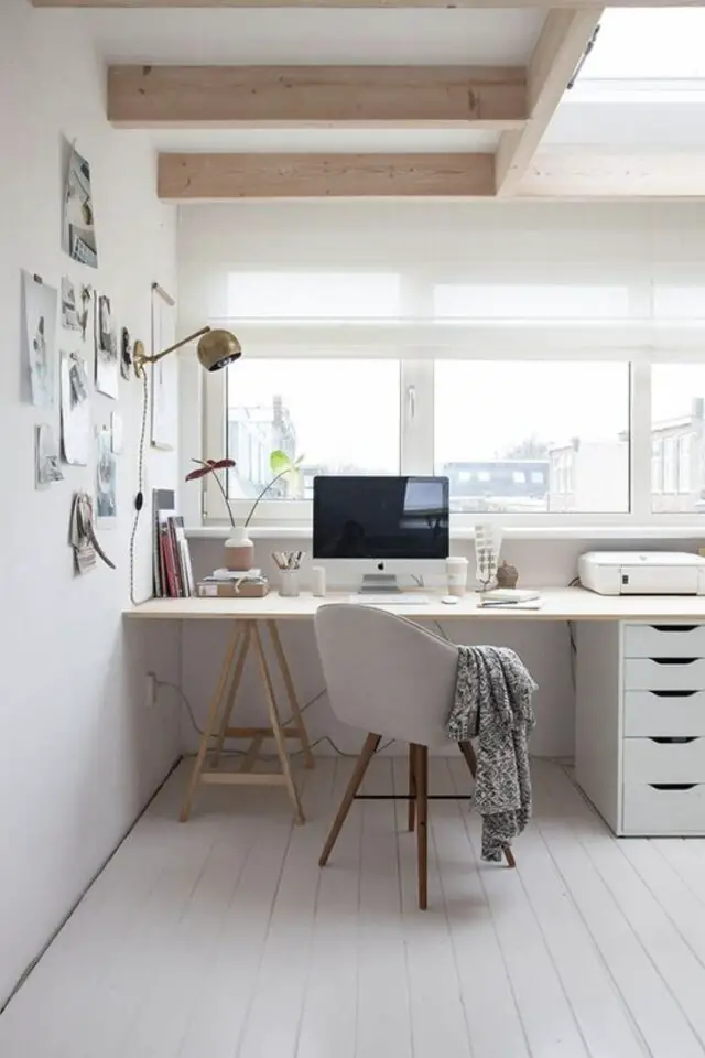 couleur pour bureau a domicile blanc bonne ou mauvaise idée harmonie avec bois et fauteuil gris 