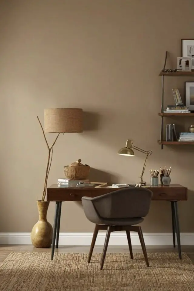 couleur pour bureau a domicile peinture neutre beige marron espace plus lumineux 