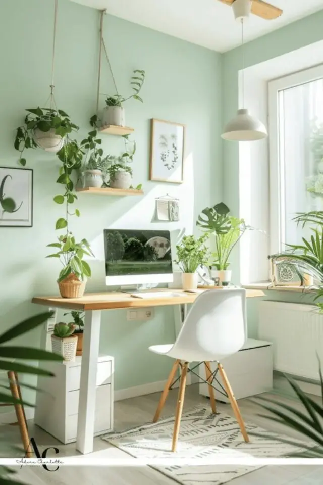 couleur pour bureau a domicile créer un cadre de travail plus lumineux couleur vert clair 