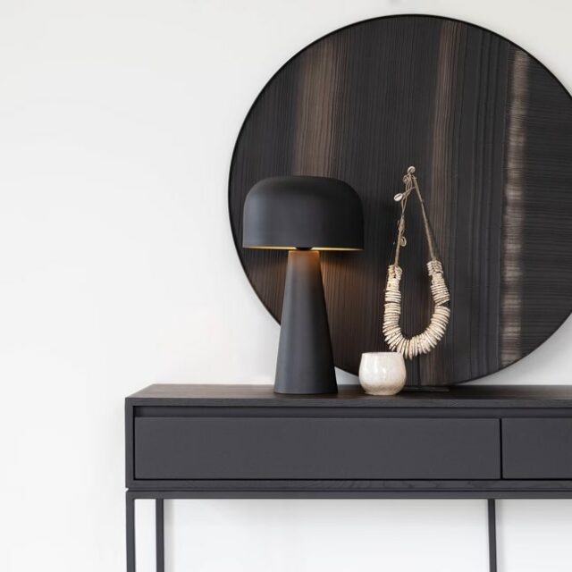 Lampe de table en métal, lampe champignon, 45cm, noir