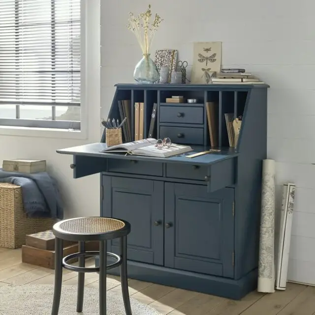 Bureau secrétaire bleu de Prusse 