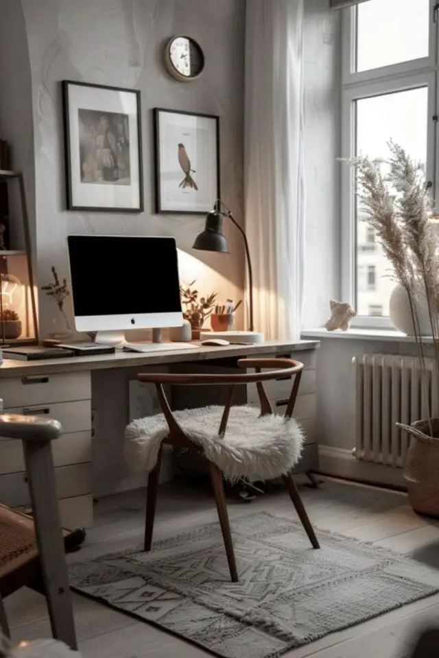 style et couleur bureau a domicile minimaliste japandi scandinave bois et neutre beige blanc 