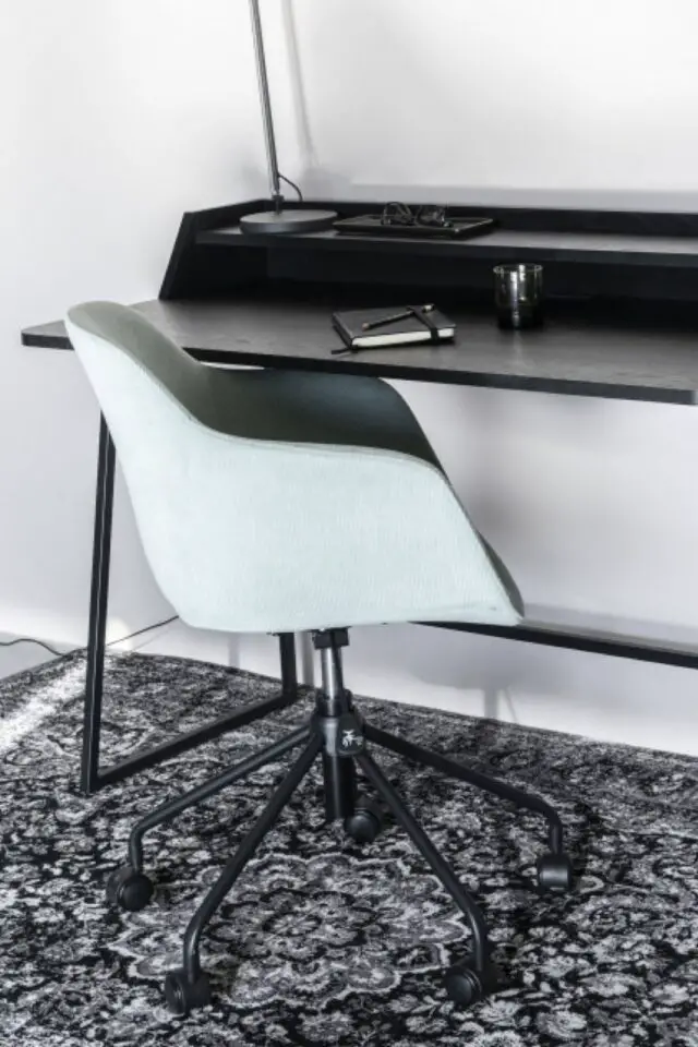 Chaise de bureau pivotante à roulettes vert d'eau