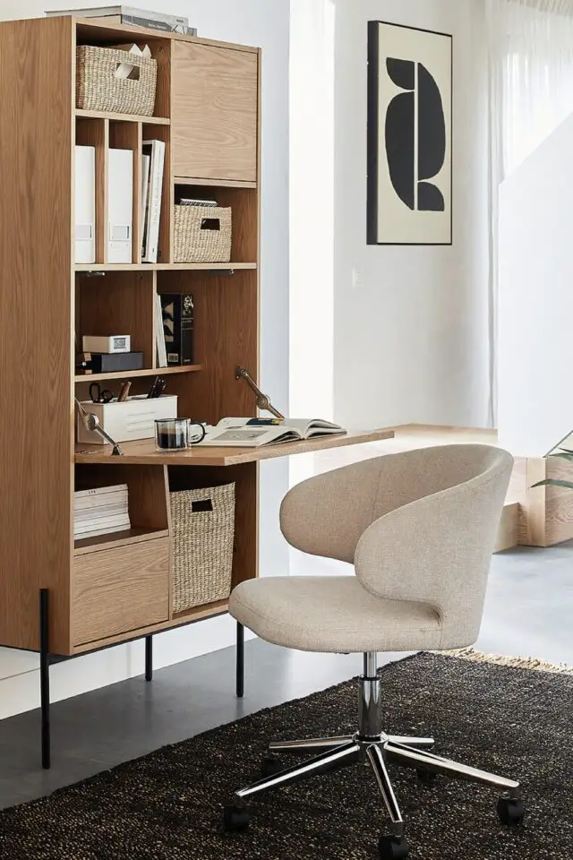 Fauteuil de bureau à roulettes élégant beige