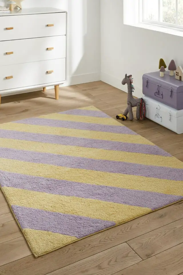 Tapis enfant rayé coton recyclé