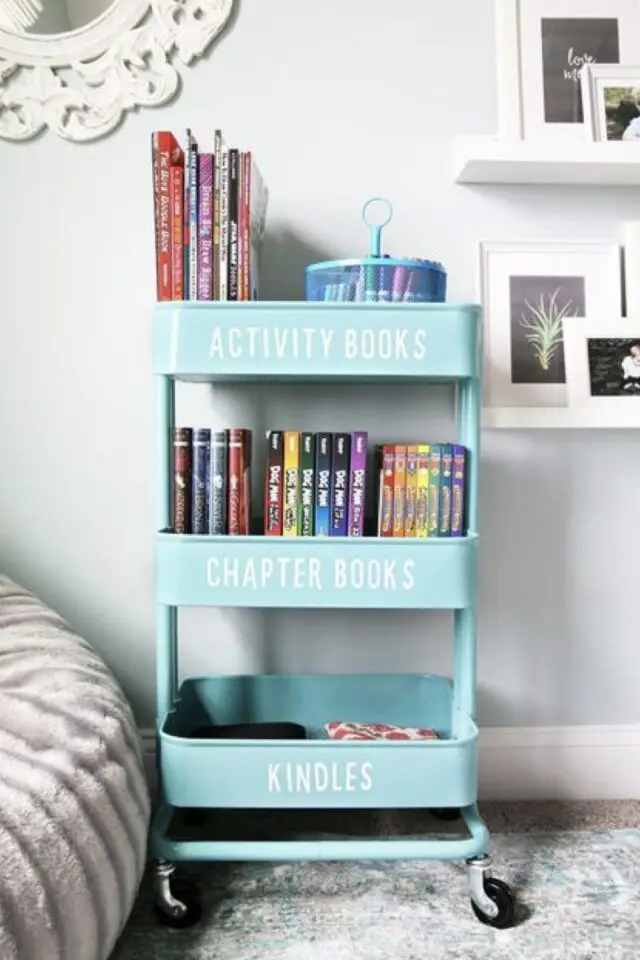 solution aesthetic organisation maison desserte Ikea pour ranger les livres personnalisation avec Cricut 