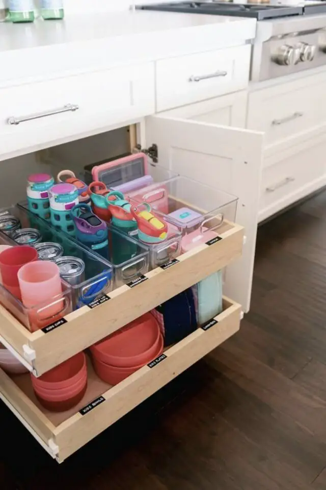 solution aesthetic organisation maison rangement meuble de cuisine tiroir coulissant bac transparent 