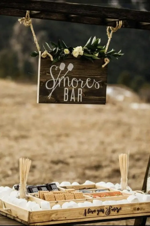 idée déco mariage automne bar à chamallow guimauve exemple sympa et convivial vin d'honneur 