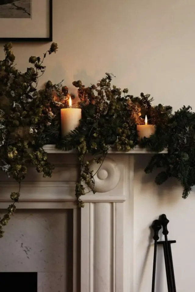 déco noël bougies cheminée chic branchage facile à faire et élégant 