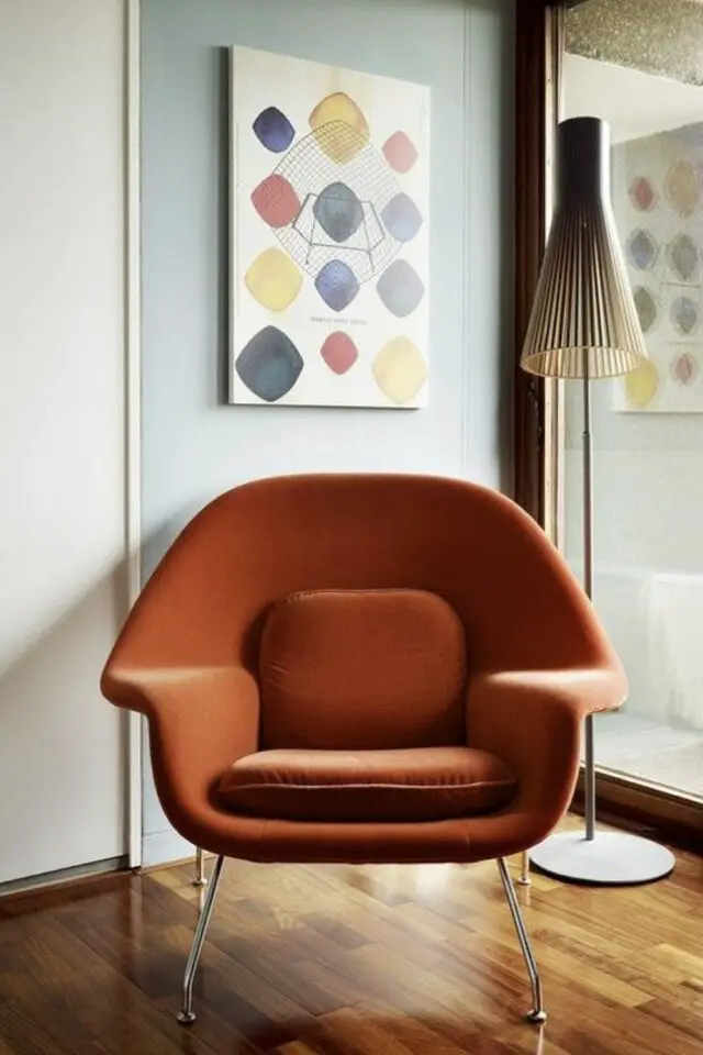 meuble design Florence Knoll fauteuil mid century modern couleur orange mobilier conception innovante 