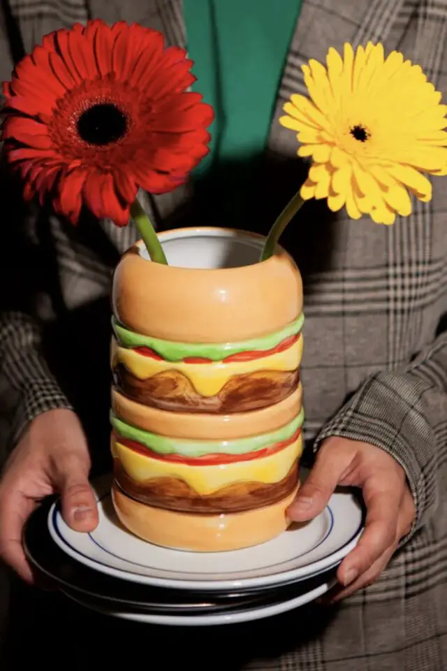 cadeau original secret santa Fast Food - Vase Burger en céramique