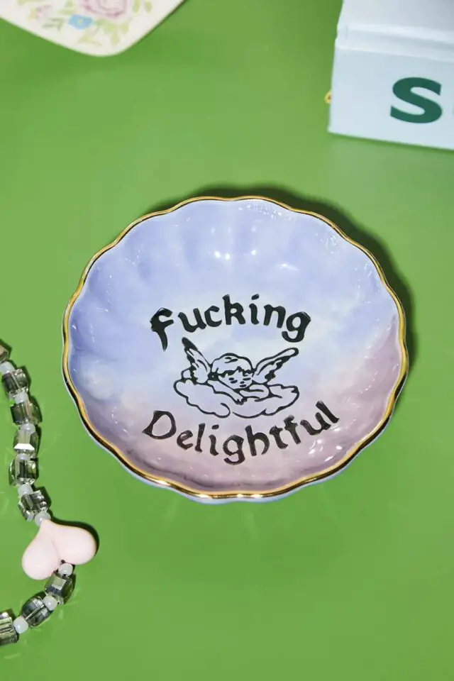 idée cadeau secret santa décalé Coupelle à bijoux / vide-poche "fucking Deligtfull" 