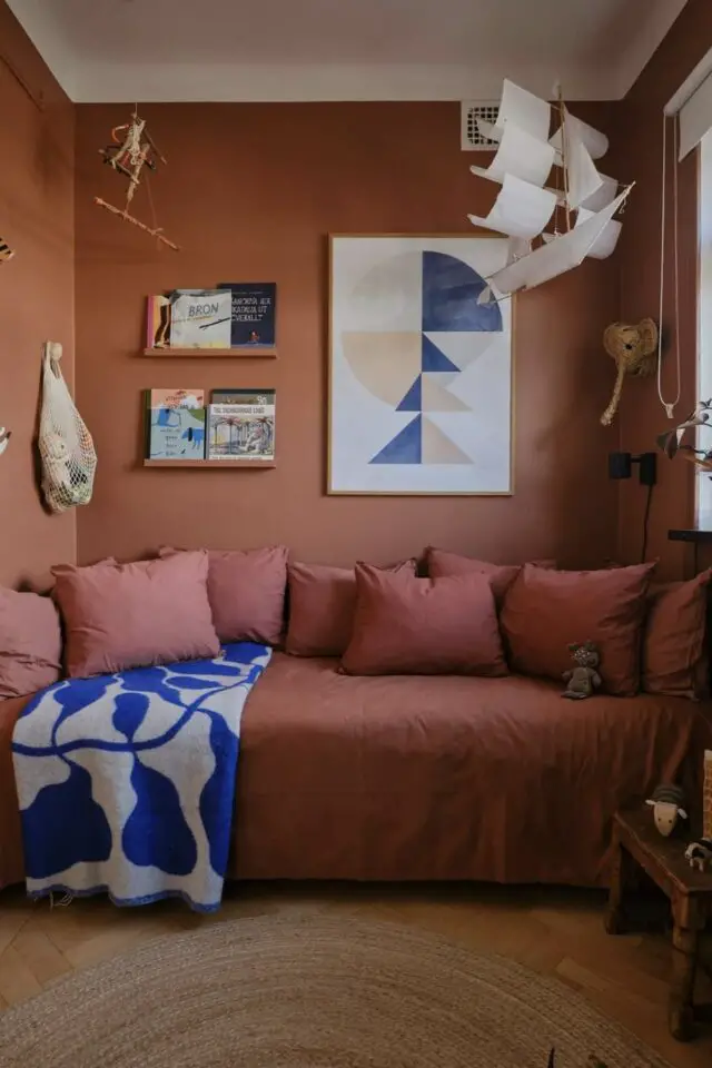 décor couleur calme naturel appartement chambre enfant chaleureuse couleur terracotta 