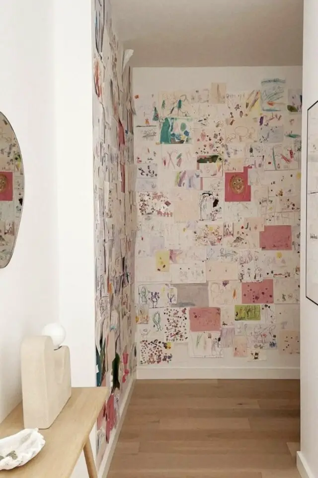 déco mur dessin d'enfants couloir alternative au papier peint idée facile 