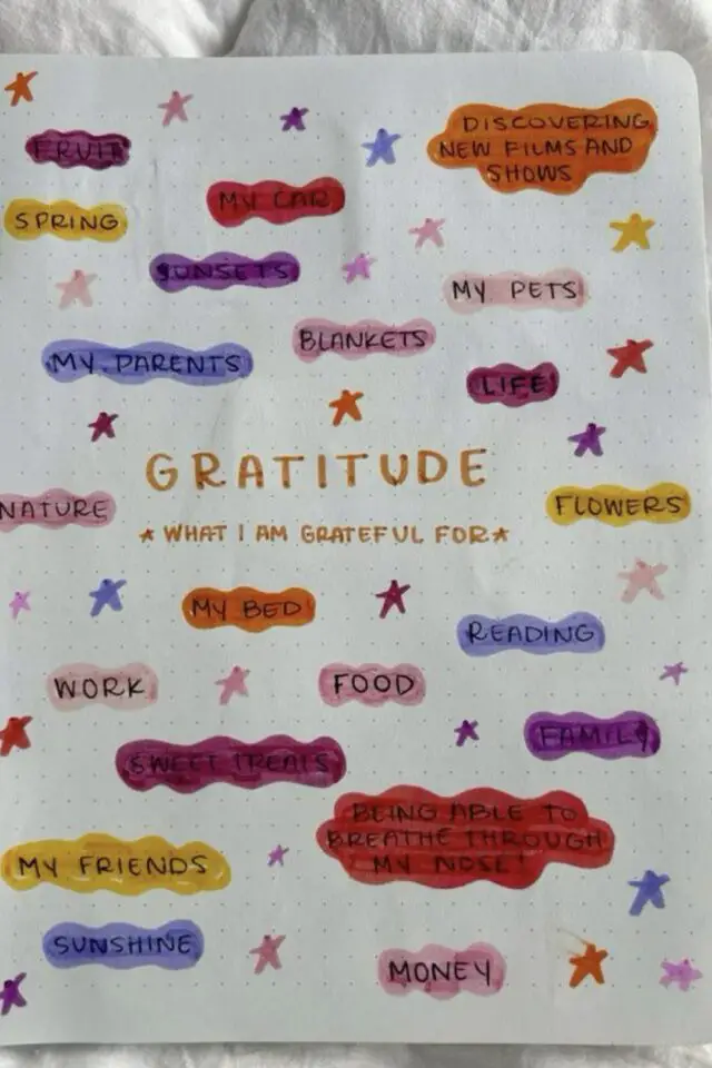 réussir journal gratitude exemple mise en page couleur facile 