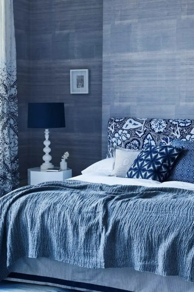 tendances déco des années 2000 couleur bleu jean's denim chambre à coucher 