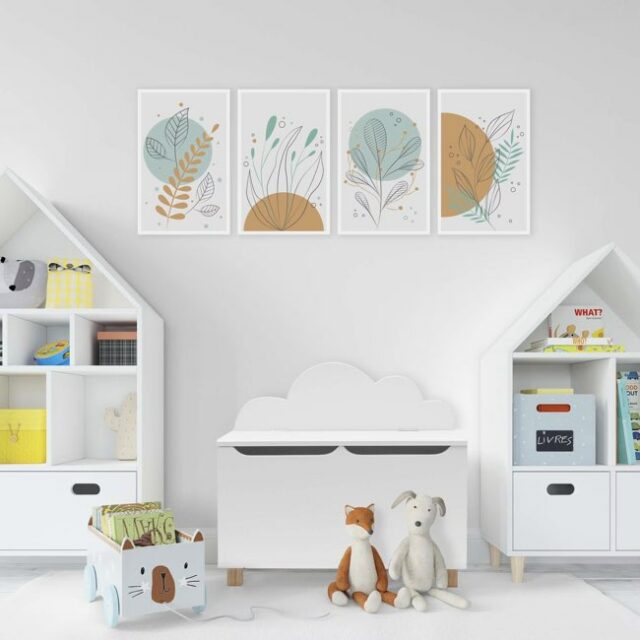 Coffre à jouets enfant blanc et marron