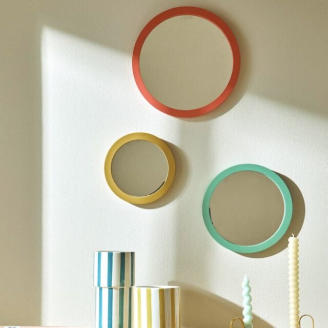 Miroir rond coloré - lot de 3