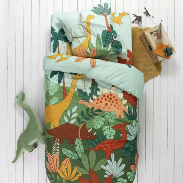 Linge de lit enfant Jurassi coton - Imprimé dinosaure