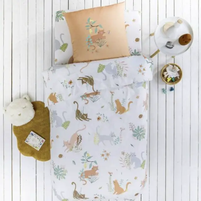 Linge de lit enfant Chafou imprimé chats - coton