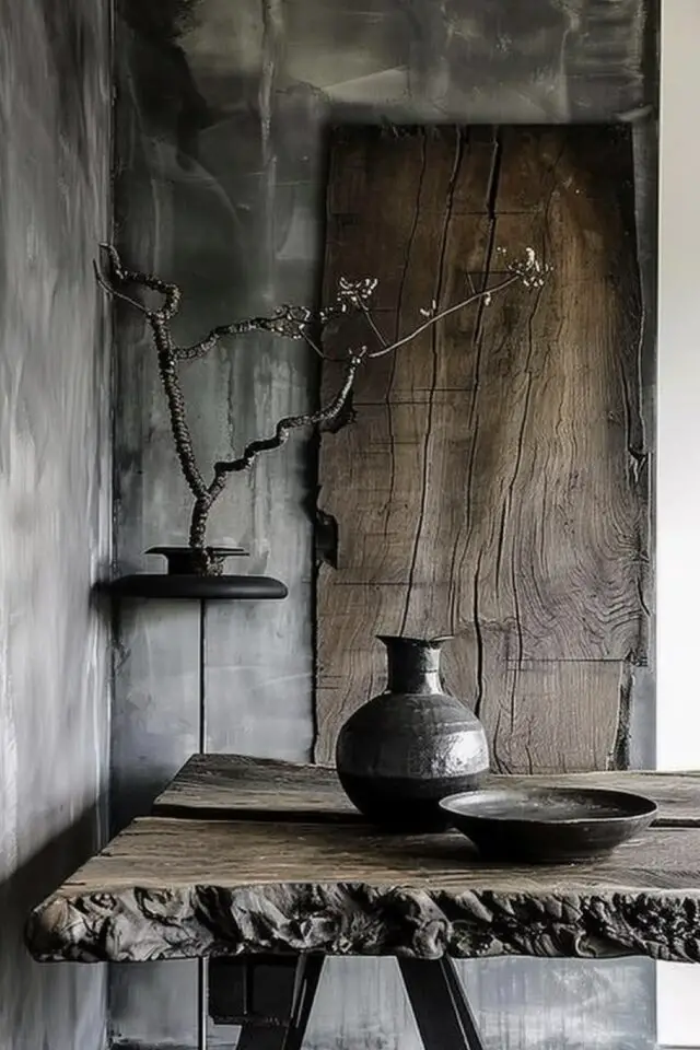 ambiance déco proche style nature atmosphère wabi sabi béton et bois intemporel et chic 