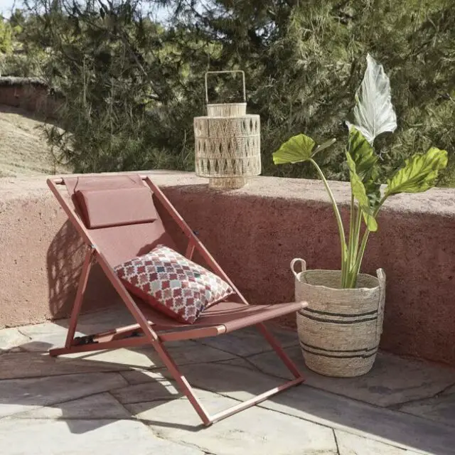 Chilienne en acier et toile plastifiée terracotta