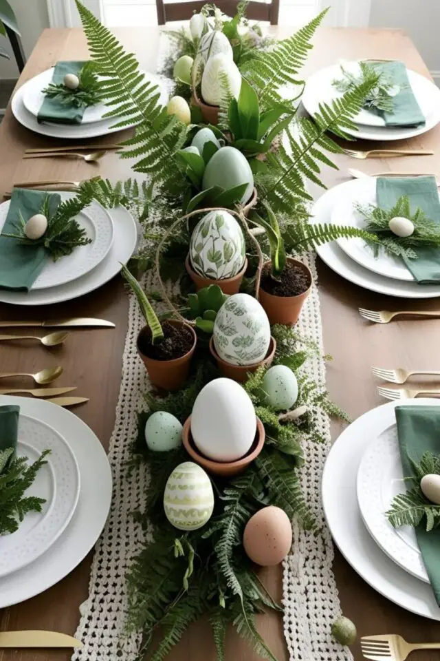 centre de table Pâques modèle simple végétal oeuf petit pot de fleur en terre cuite facile à faire