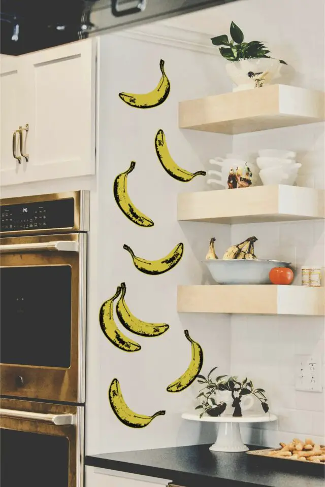 décoration mur stickers moderne cuisine pan de meuble banane déco originale et pas cher 