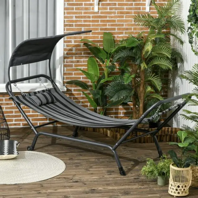 Hamac 1 personne design contemporain acier polyester gris