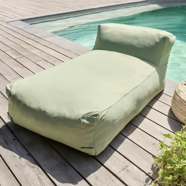 aménagement jardin lit extérieur Méridienne pour salon de jardin modulable vert cactus