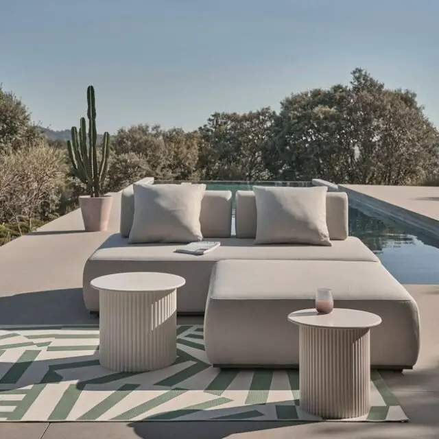 aménagement jardin lit extérieur Méridienne de jardin en fibre polyoléfine gris perlé