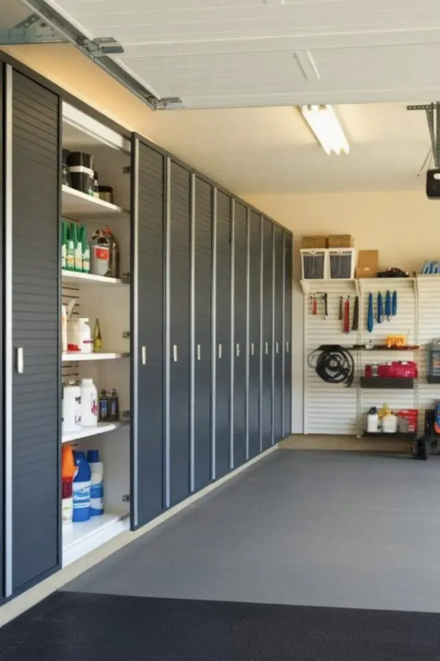 organisation garage maison étagère de rangement fermée avec porte grande capacité efficace et fonctionnel 